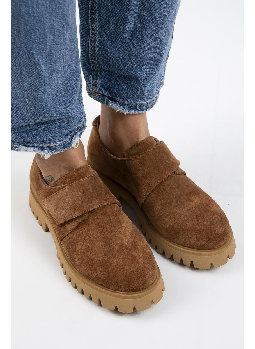 Mimi Women's Leather Snap-On Tan Suede Shoes