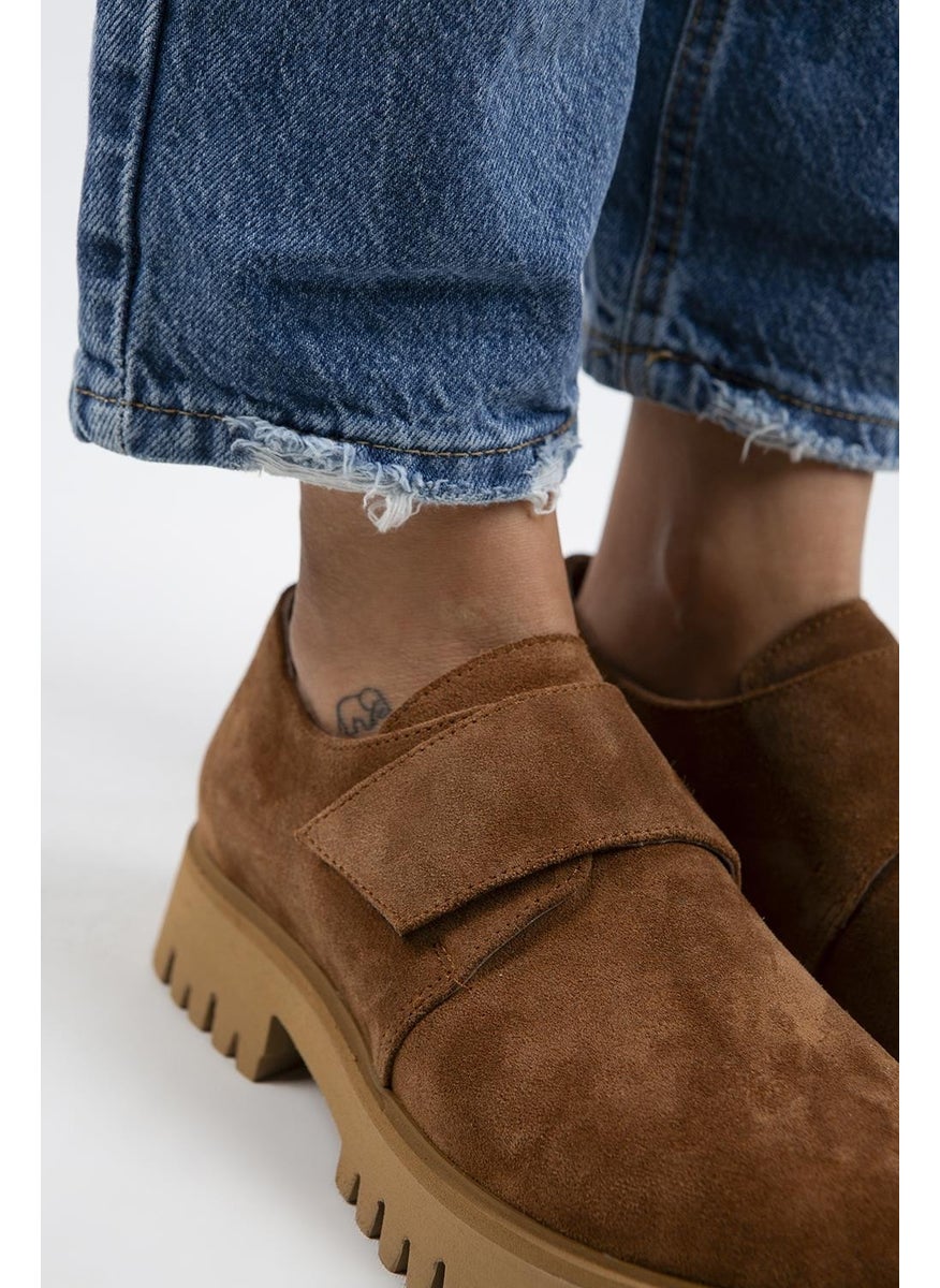 Mimi Women's Leather Snap-On Tan Suede Shoes