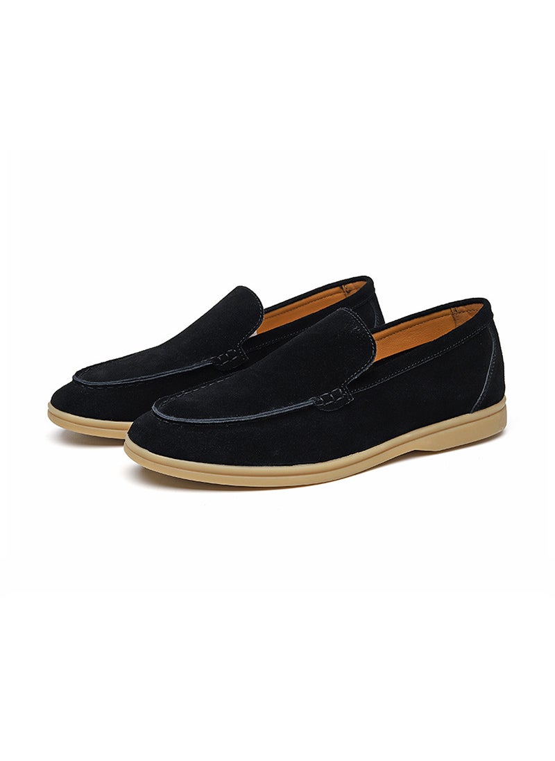 British Style Fashionable Mens Small Leather Shoes Lefort Shoes 2023 Autumn Outdoor Shoes Casual Shoes Non-Leather Shoes QL8253 Black