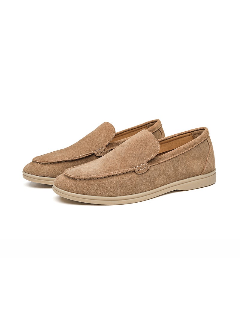 British Style Fashionable Mens Small Leather Shoes Lefort Shoes 2023 Autumn Outdoor Shoes Casual Shoes Non-Leather Shoes QL8253 khaki