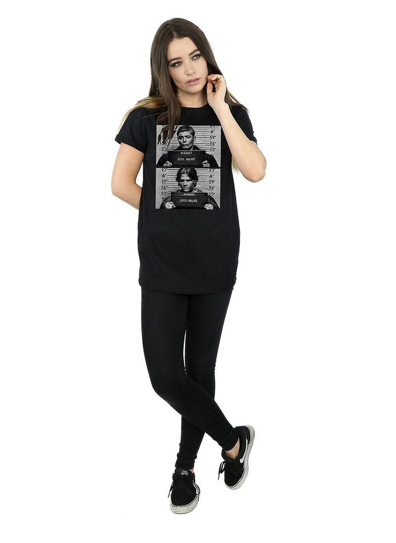 Supernatural Womens/Ladies Winchester Mugshot Cotton Boyfriend T-Shirt - Black