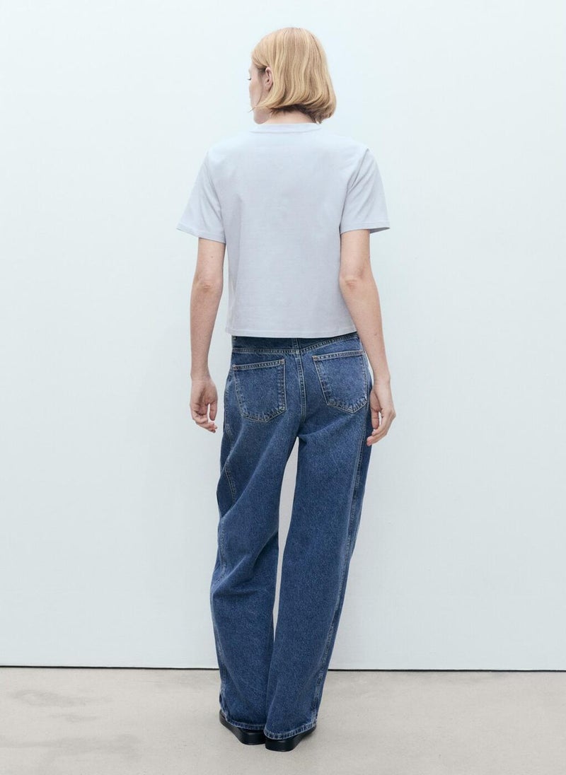 Flower Detail Crew Neck T-Shirt