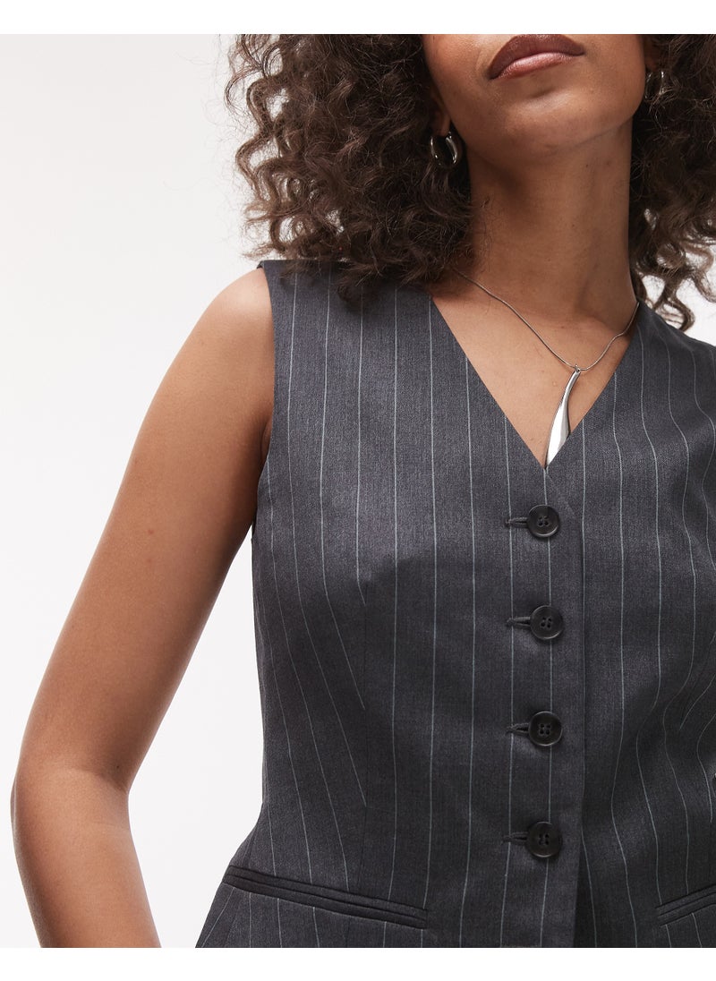 Topshop CO-ORD  fitted  V neck stripe waistcoat in