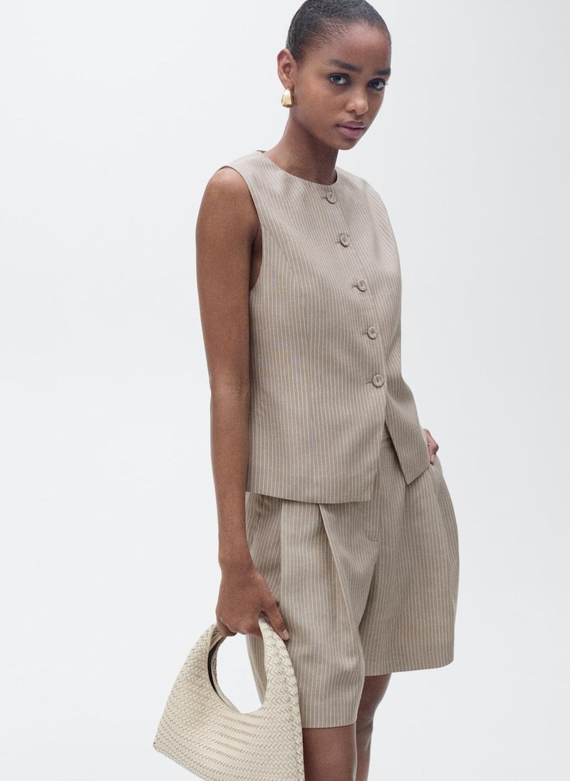 Casual Striped Lyocell Suit Waistcoat