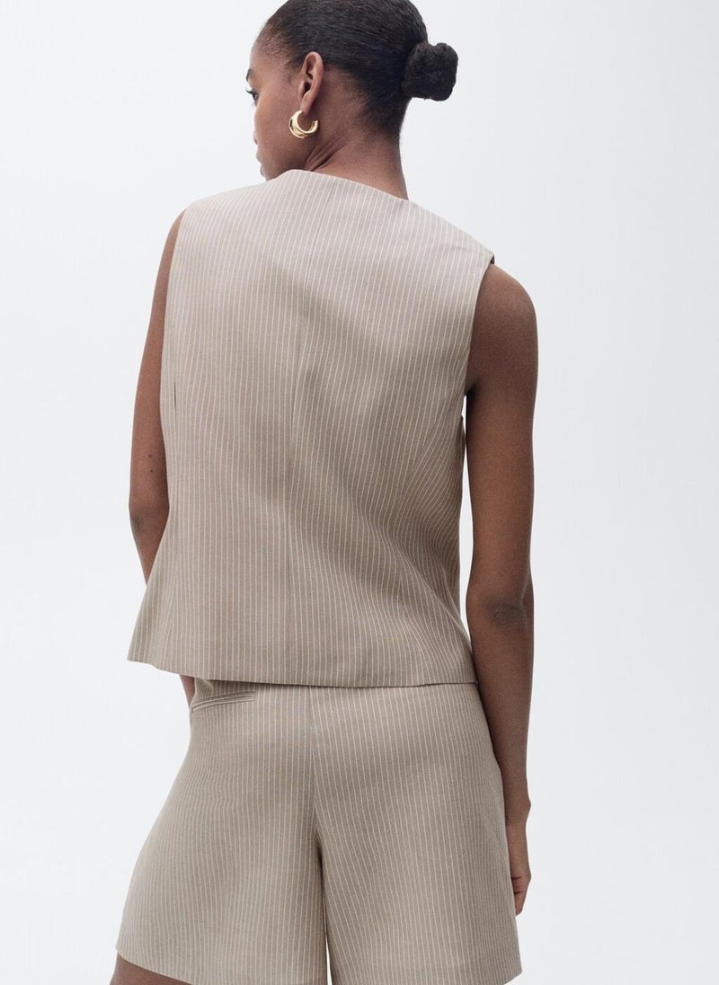 Casual Striped Lyocell Suit Waistcoat