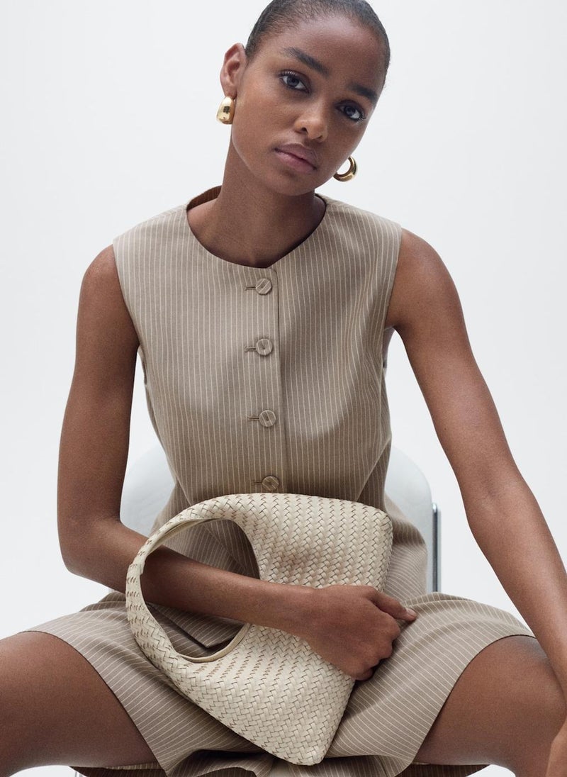 Casual Striped Lyocell Suit Waistcoat