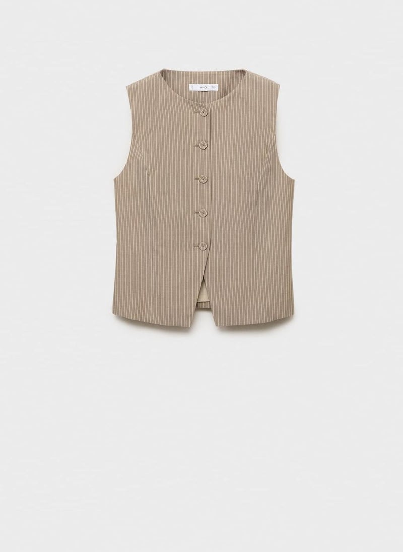 Casual Striped Lyocell Suit Waistcoat