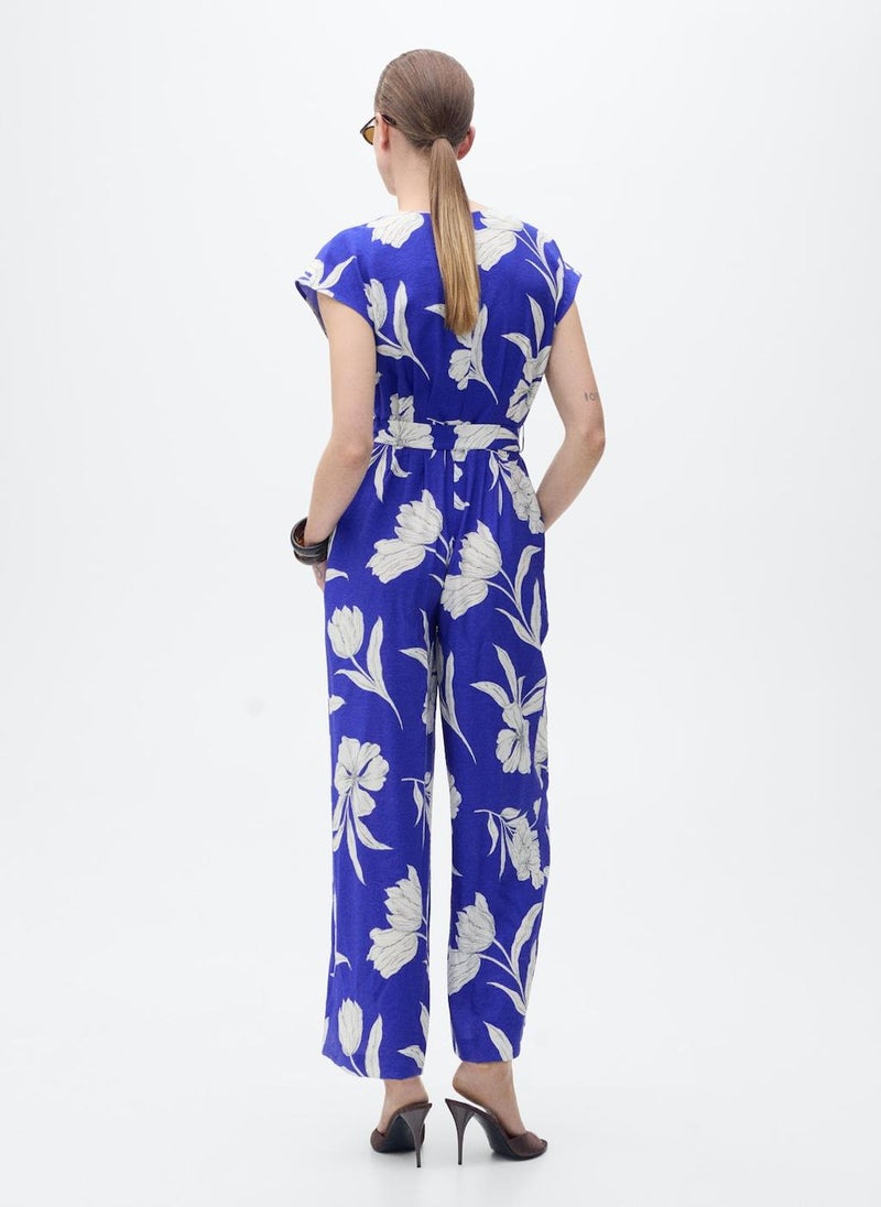Long Cropped Belt Jumpsuit