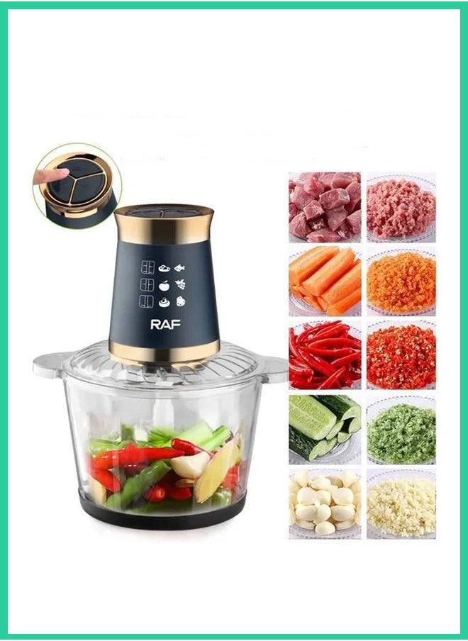 RAF Electric Food Processor 3L – 2-Speed Multi-Function Chopper with Stainless Steel Blades, 300W Powerful Motor, for Meat, Vegetables, Fruits, and More – Model R-7038