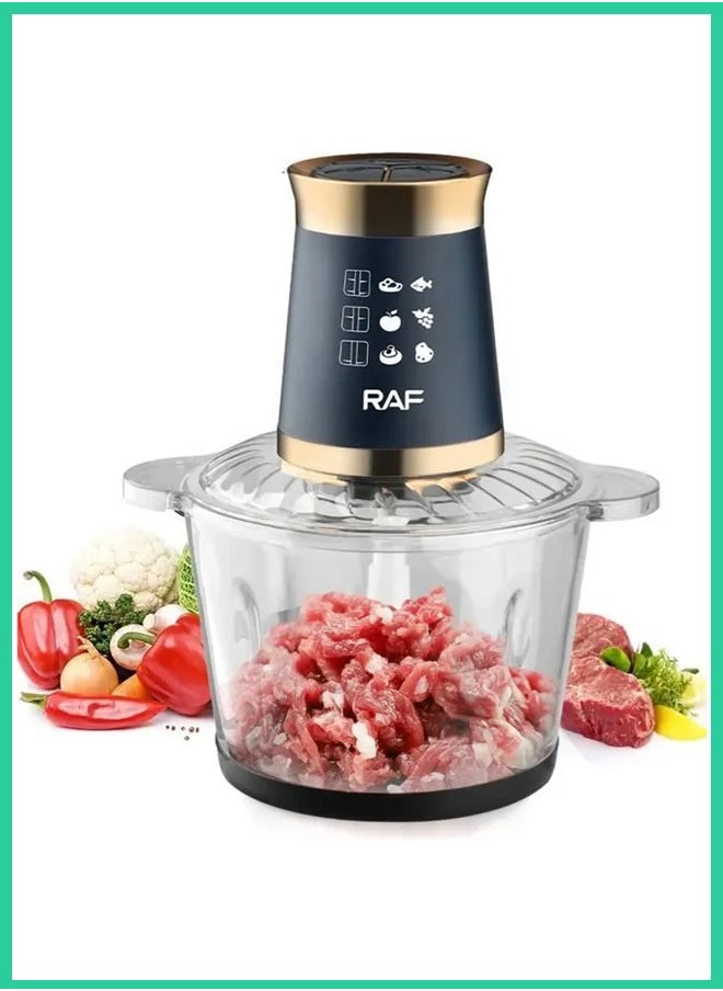 RAF Electric Food Processor 3L – 2-Speed Multi-Function Chopper with Stainless Steel Blades, 300W Powerful Motor, for Meat, Vegetables, Fruits, and More – Model R-7038
