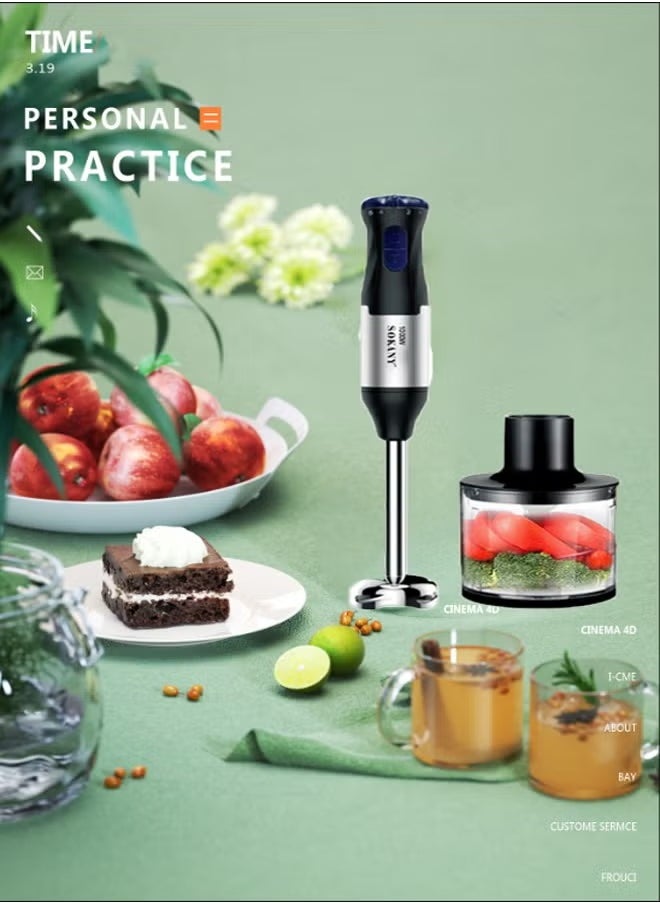1000W 5-Speed 4-IN-1 Hand Blender/Mixer with Chopper & Stainless Steel Whisk, 700 ml Beaker & 500 ml Chopper Bowl – Ideal Stick Blender for Kitchen & Baby Food