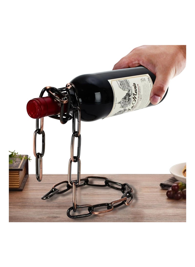 Magic  Bottle Holder, Floating  Holder Steel Link Chain  Stand Air-Hanging  Rack Gravity Defying  Holder Illusion  Bottle Holder Chain  Bottle Stand for Kitchen Bar