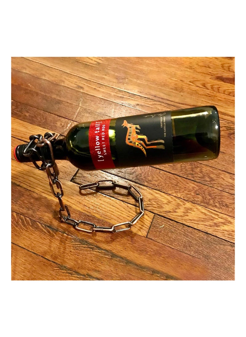 Magic  Bottle Holder, Floating  Holder Steel Link Chain  Stand Air-Hanging  Rack Gravity Defying  Holder Illusion  Bottle Holder Chain  Bottle Stand for Kitchen Bar