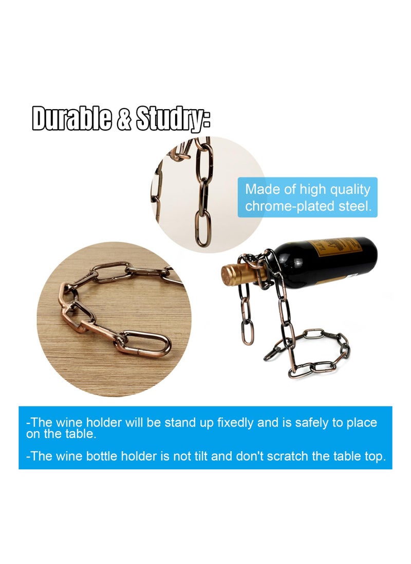 Magic  Bottle Holder, Floating  Holder Steel Link Chain  Stand Air-Hanging  Rack Gravity Defying  Holder Illusion  Bottle Holder Chain  Bottle Stand for Kitchen Bar