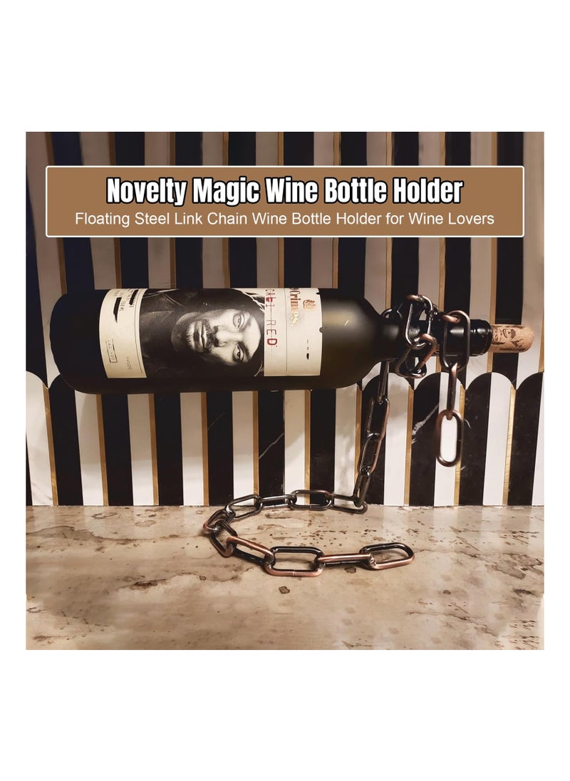 Magic  Bottle Holder, Floating  Holder Steel Link Chain  Stand Air-Hanging  Rack Gravity Defying  Holder Illusion  Bottle Holder Chain  Bottle Stand for Kitchen Bar