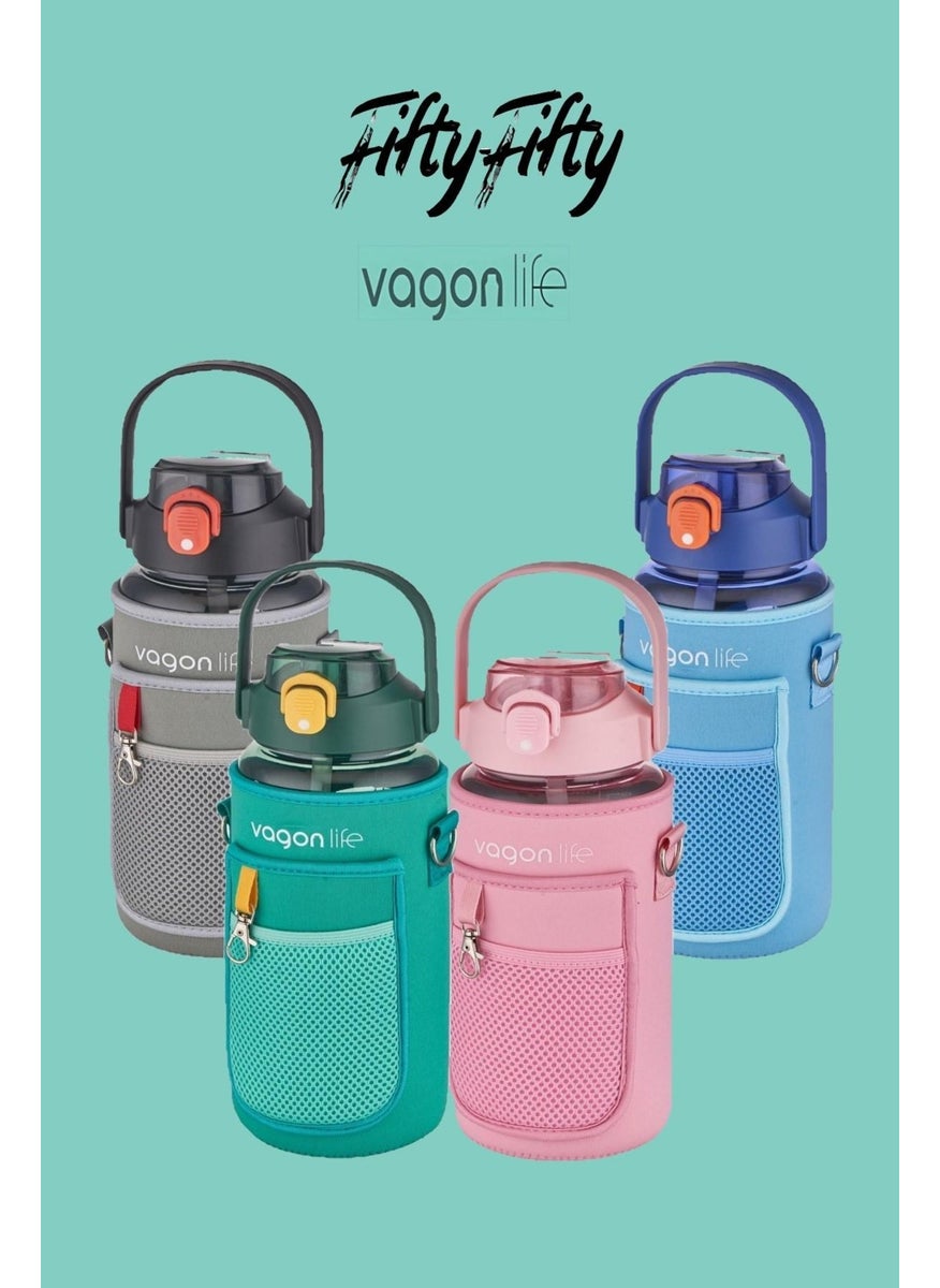 Covered ((Phone Stand)) 1500 ml Water Flask with/without Pipette with Carrying Strap
