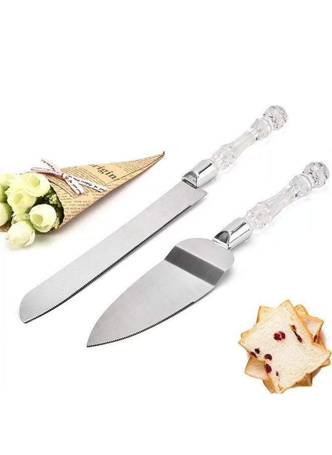 2- Piece Cake Knife ， Cake Knife and Server Set Acrylic Stainless Steel Faux Crystal Handle Holiday