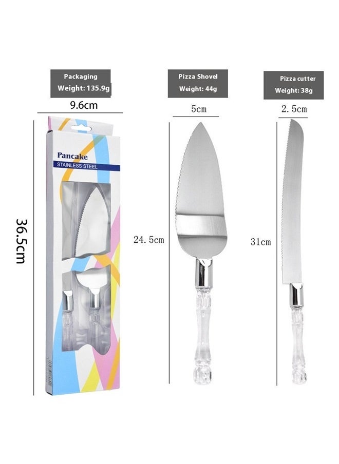 2- Piece Cake Knife ， Cake Knife and Server Set Acrylic Stainless Steel Faux Crystal Handle Holiday