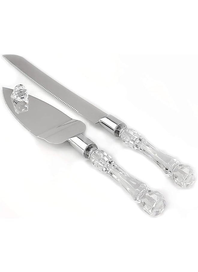 2- Piece Cake Knife ， Cake Knife and Server Set Acrylic Stainless Steel Faux Crystal Handle Holiday