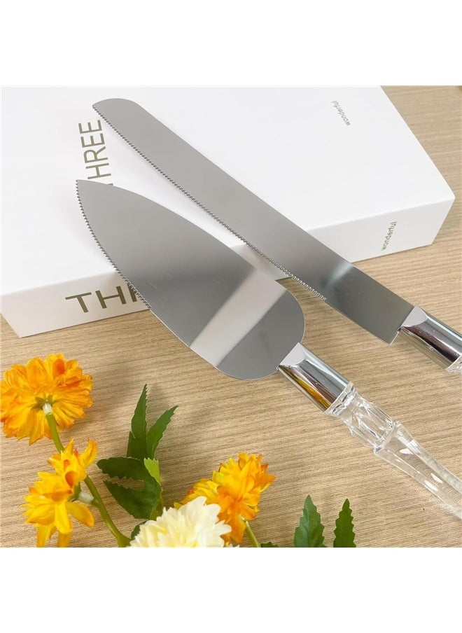 2- Piece Cake Knife ， Cake Knife and Server Set Acrylic Stainless Steel Faux Crystal Handle Holiday
