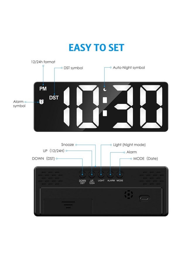 AMIR Digital Alarm Clock, [Upgraded Version] LED Clock for Bedroom, Electronic Desktop Clock with Type-C Port,Adjustable Brightness,DST,Snooze,12/24H Display for Home,Office