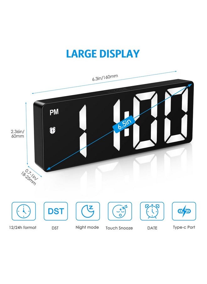 AMIR Digital Alarm Clock, [Upgraded Version] LED Clock for Bedroom, Electronic Desktop Clock with Type-C Port,Adjustable Brightness,DST,Snooze,12/24H Display for Home,Office