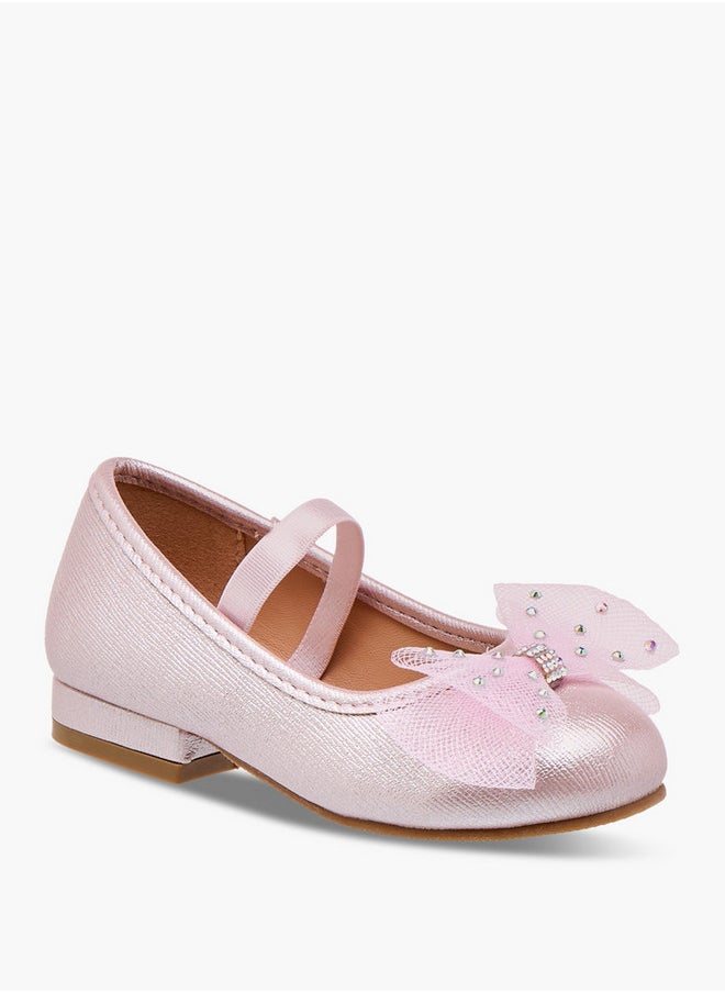 Girls Bow Accent Slip-On Ballerina Shoes