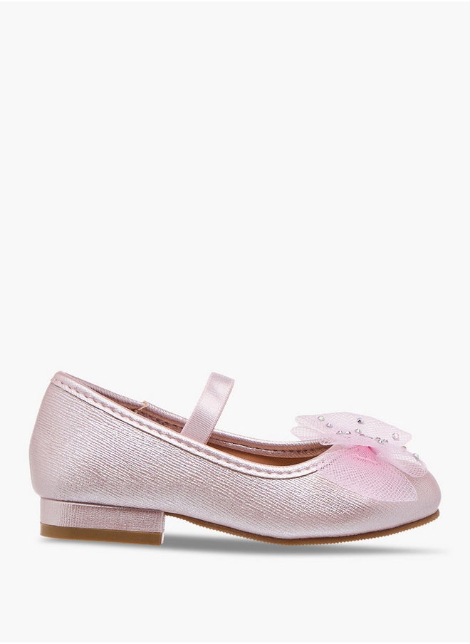 Girls Bow Accent Slip-On Ballerina Shoes