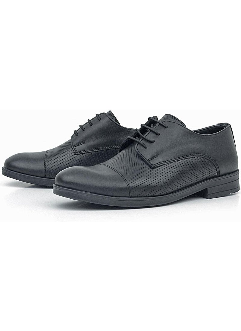 Leather Black Lace-Up Kids Oxford Classic Shoes