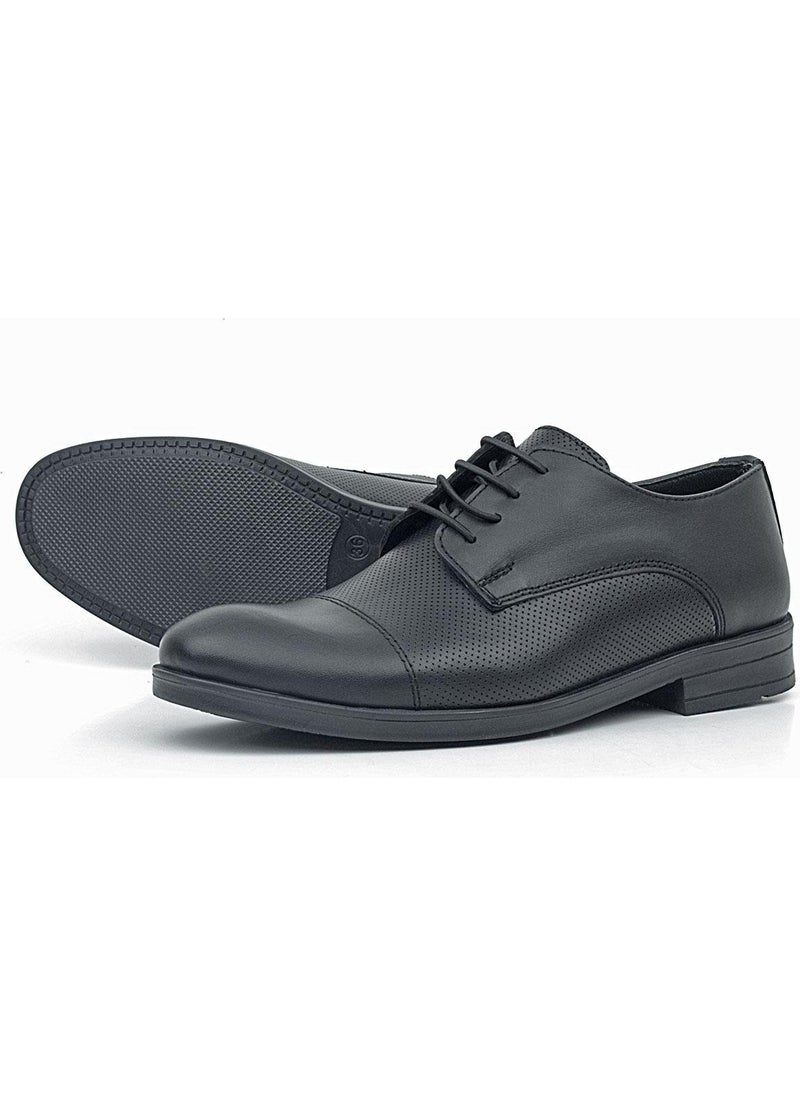 Leather Black Lace-Up Kids Oxford Classic Shoes