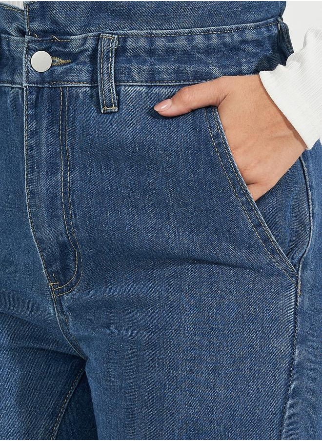High Rise Straight Fit Paper Bag Waist Jeans