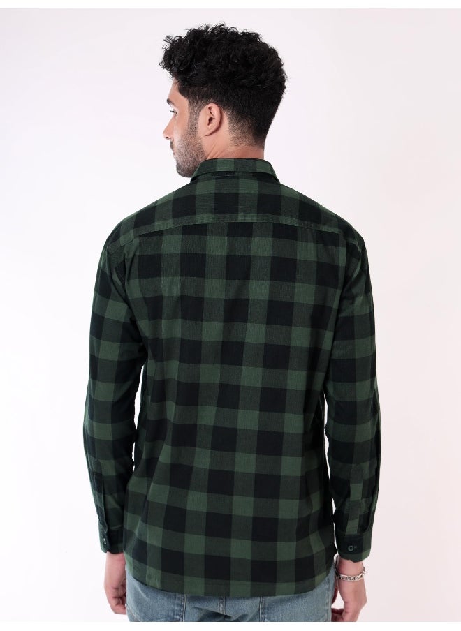 Dark Green  Checked Shirt for Men