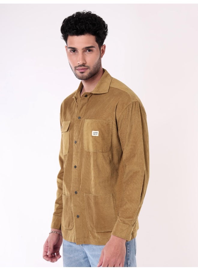 Golden Brown  Shacket for Men