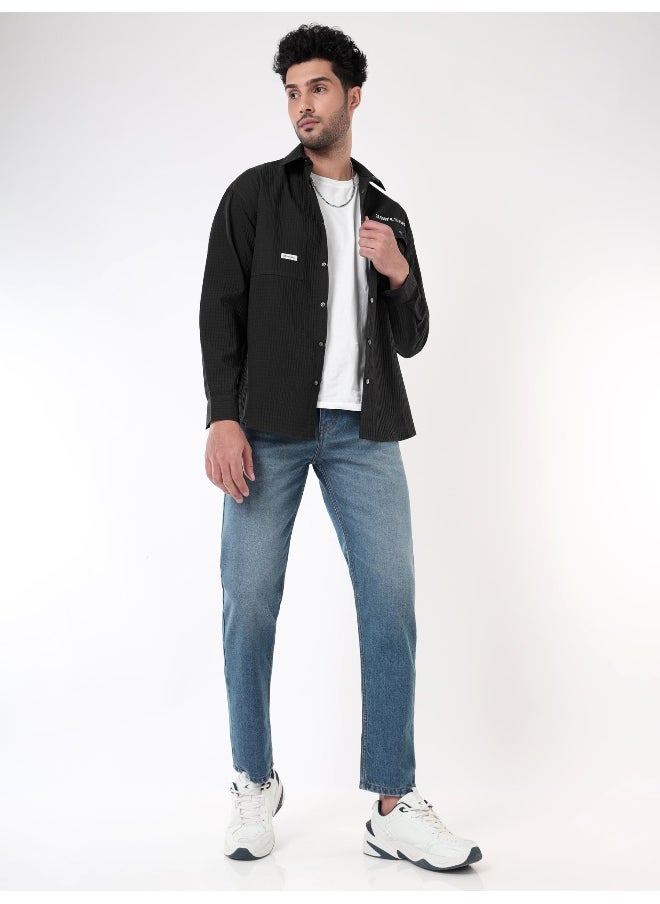 Black Textured Shirt for Men