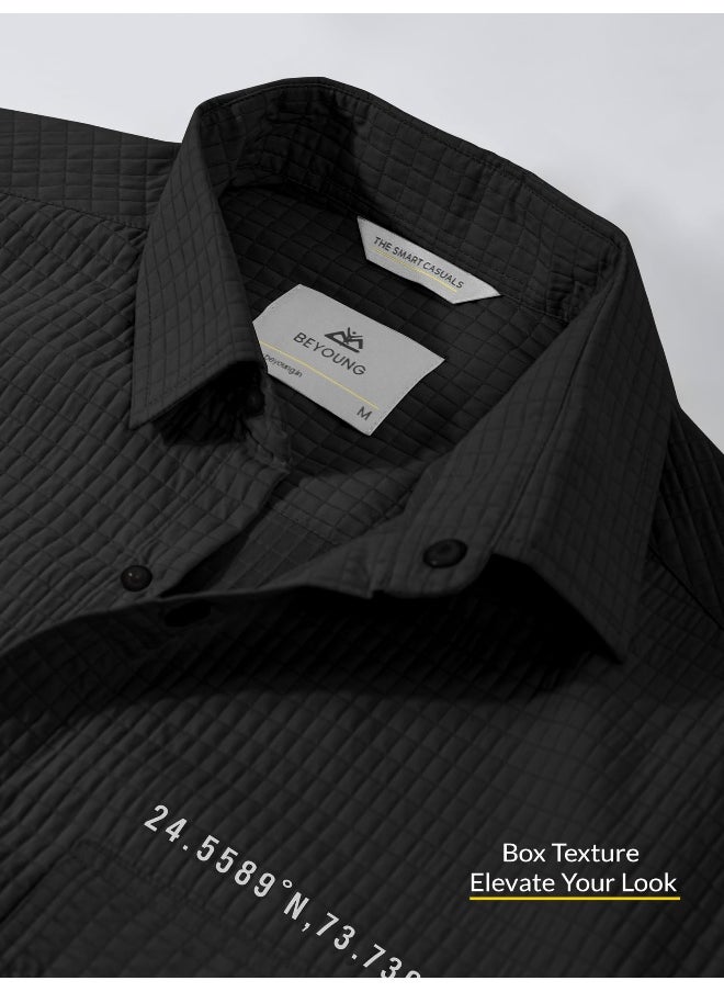 Black Textured Shirt for Men