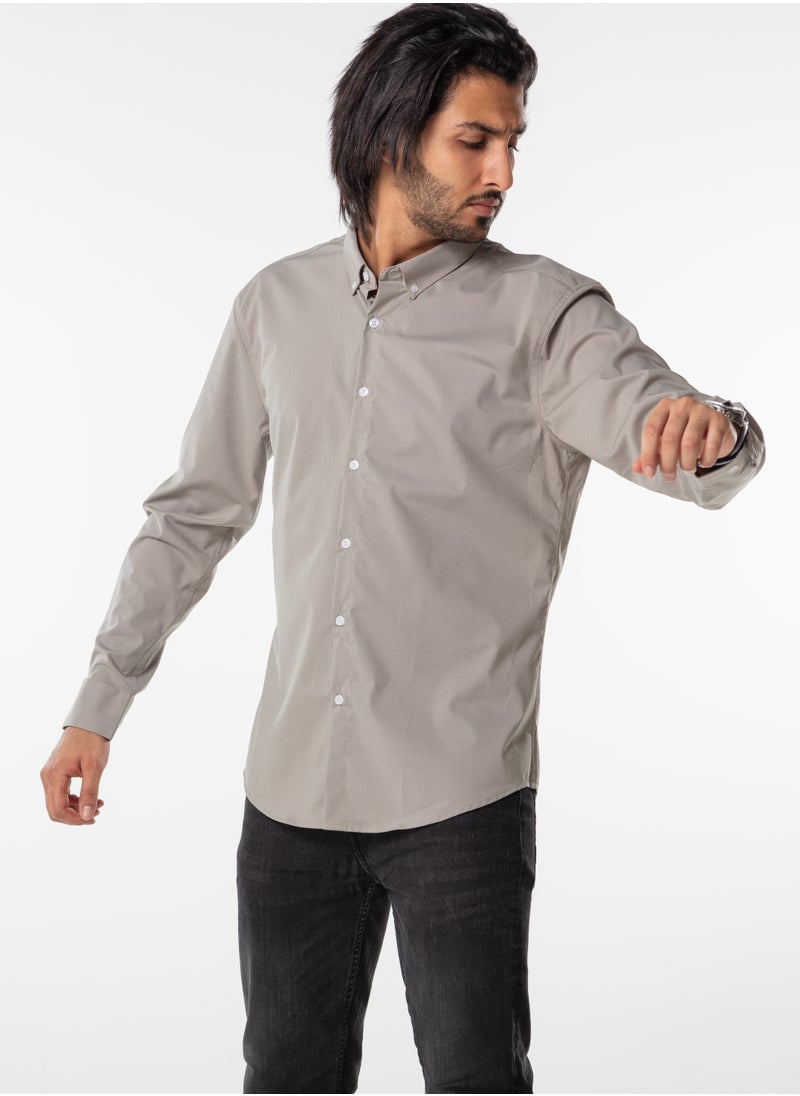 Men’s Formal Gray Shirt | Long Sleeve Slim Fit Business Shirt