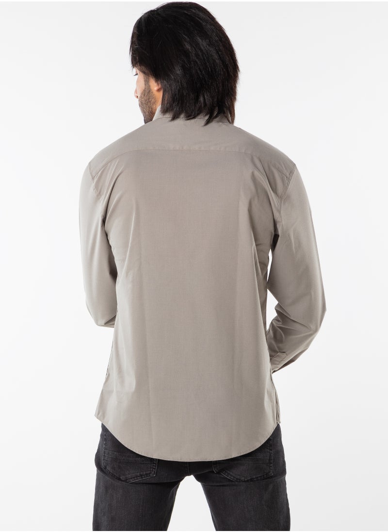 Men’s Formal Gray Shirt | Long Sleeve Slim Fit Business Shirt