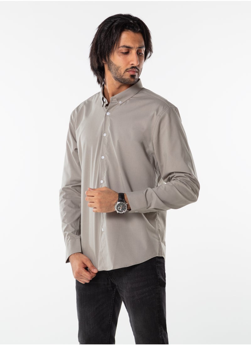 Men’s Formal Gray Shirt | Long Sleeve Slim Fit Business Shirt