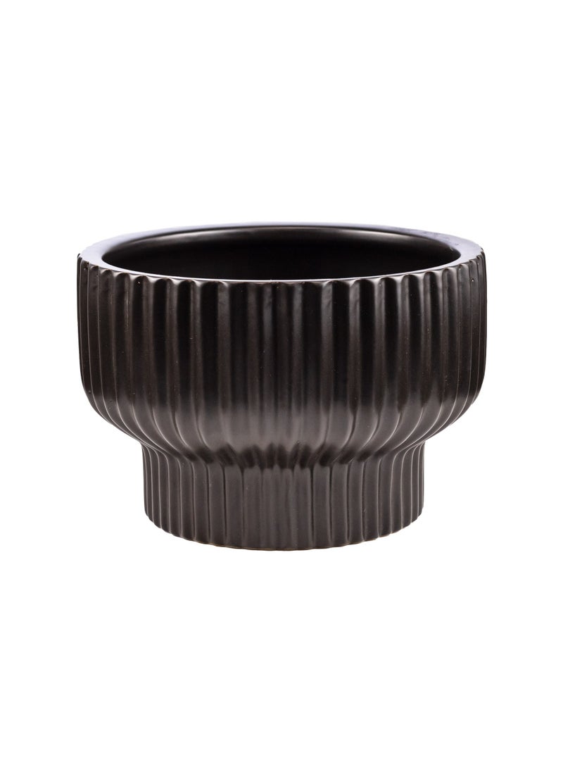Gulf Flowers Ceramic Vase Plate on Stem – Black, D20cm x H13cm Elegant Decorative Stand Bowl for Floral Displays, Centerpieces & Home Styling – Modern Pedestal Tray for Table or Shelf