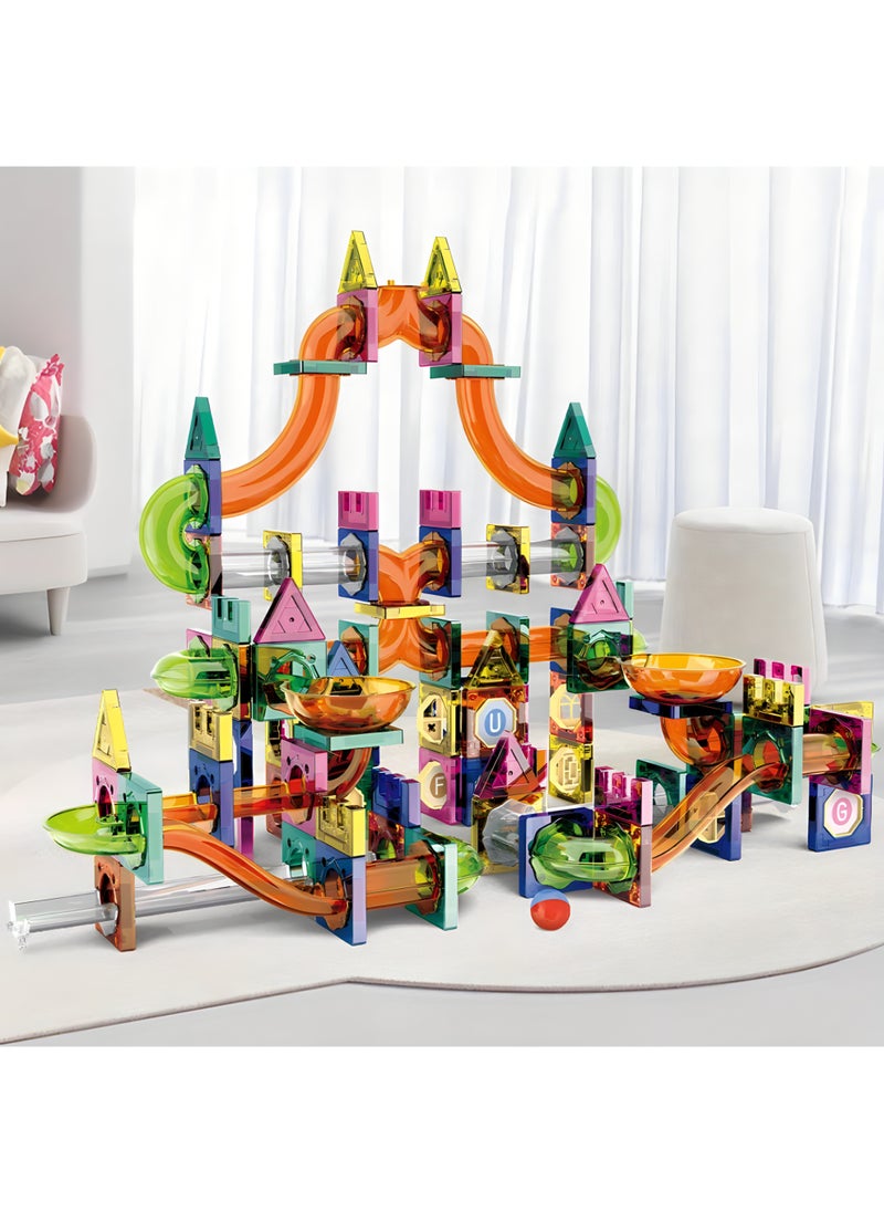 Ultimate Magnetic Marble Run Set 126-Piece Colorful STEM Toy for Kids Transparent Magnetic Tiles & Tracks Educational Building Playset