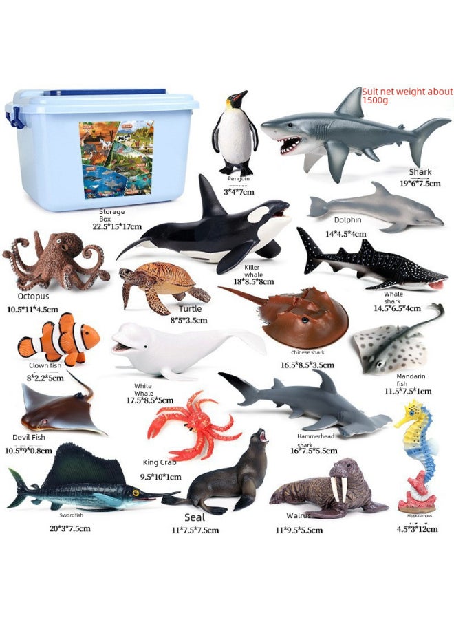 Simulation Cognitive Shark Marine Life Model Great White Shark Megalodon Squid Blue Whale Killer Shark Crab Animal Toy-Color:M-3381 Giant Octopus (brown)