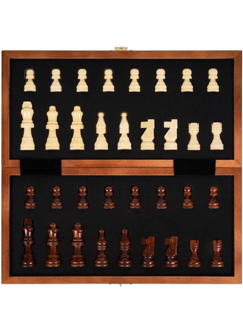 Magnetic Wooden Chess Board Game Set 12 Inches, Handmade Premium Folding Travel Traditional Educational Toy for Adults & Kids Gift (Brown)
