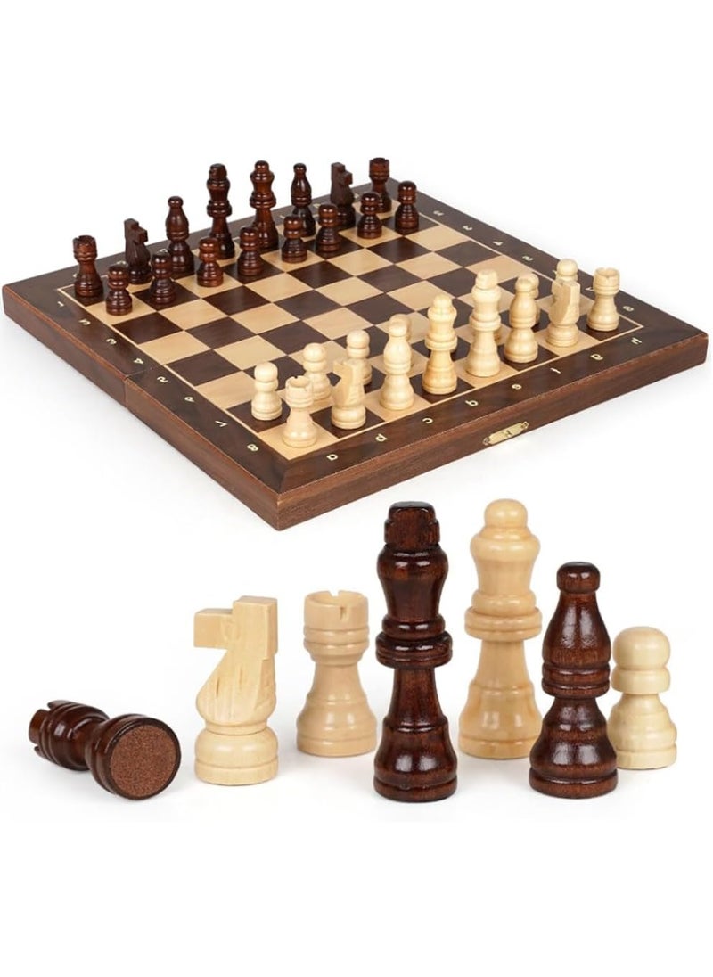 Magnetic Wooden Chess Board Game Set 12 Inches, Handmade Premium Folding Travel Traditional Educational Toy for Adults & Kids Gift (Brown)