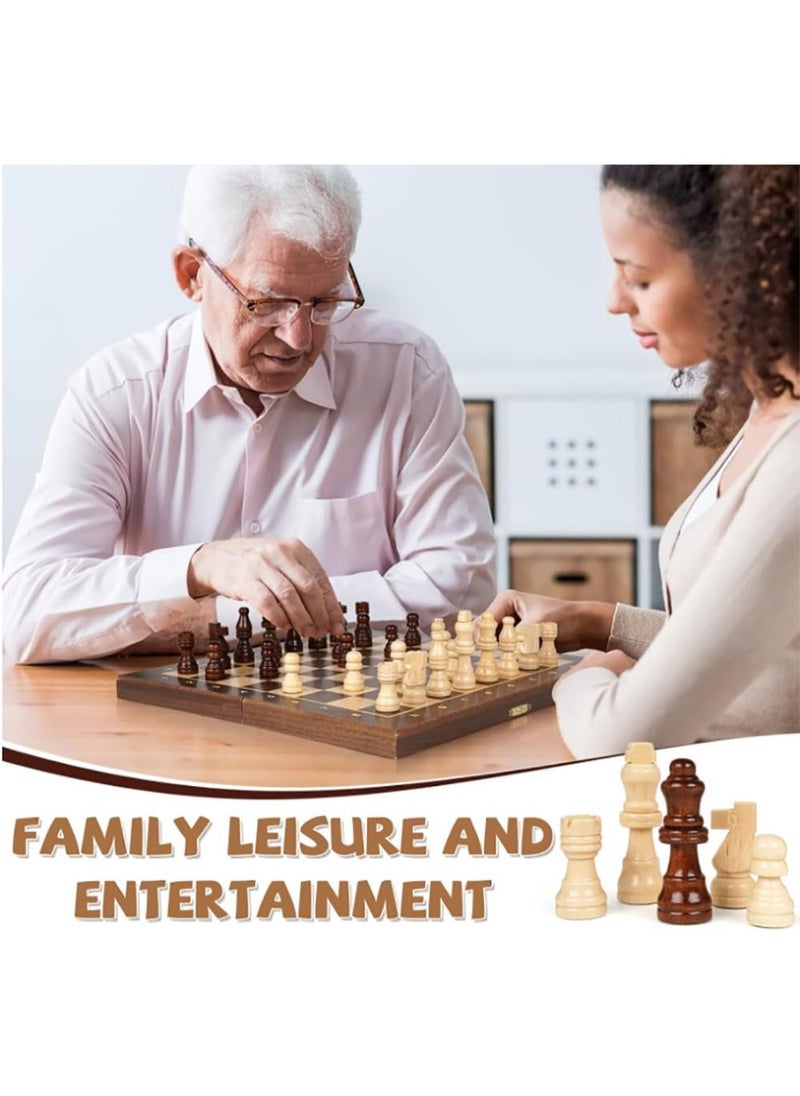 Magnetic Wooden Chess Board Game Set 12 Inches, Handmade Premium Folding Travel Traditional Educational Toy for Adults & Kids Gift (Brown)