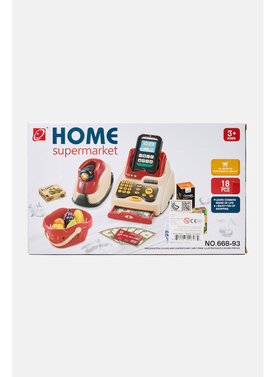 Home Supermarket Cashier Toys, Red Combo