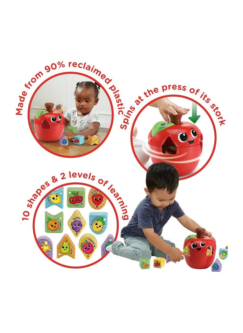 Sorting Fun Apple Shape Sorter for Toddlers 12-36 Months, 11 Piece Set of Unique Classic Shapes, Eco-Friendly Plastic
