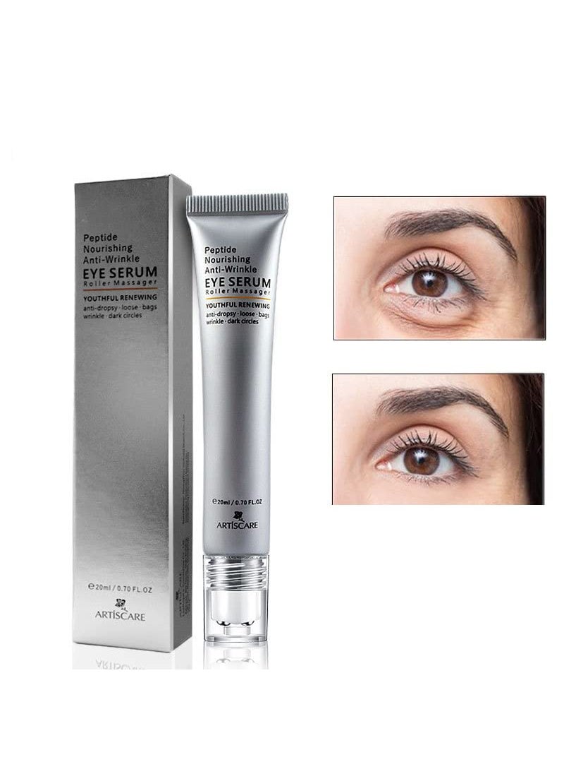 Eye Peptide Serum Eye Massage Roller Nourishing Relieve Loose Eye Bags Dark Circles Eye Skin Care Under Eye Cream for Fine Wrinkles and Puffiness Daily SkincareNourishing Grey