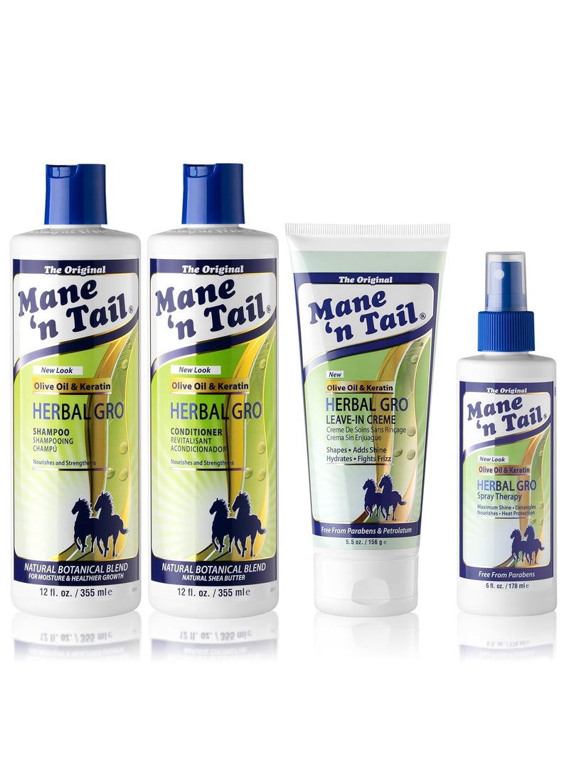 Herbal Gro 4pc Shampoo kit Includes Herbal Gro Shampoo 12oz Herbal Gro Conditioner 12oz Spray Therapy 4pc and Creme Therapy