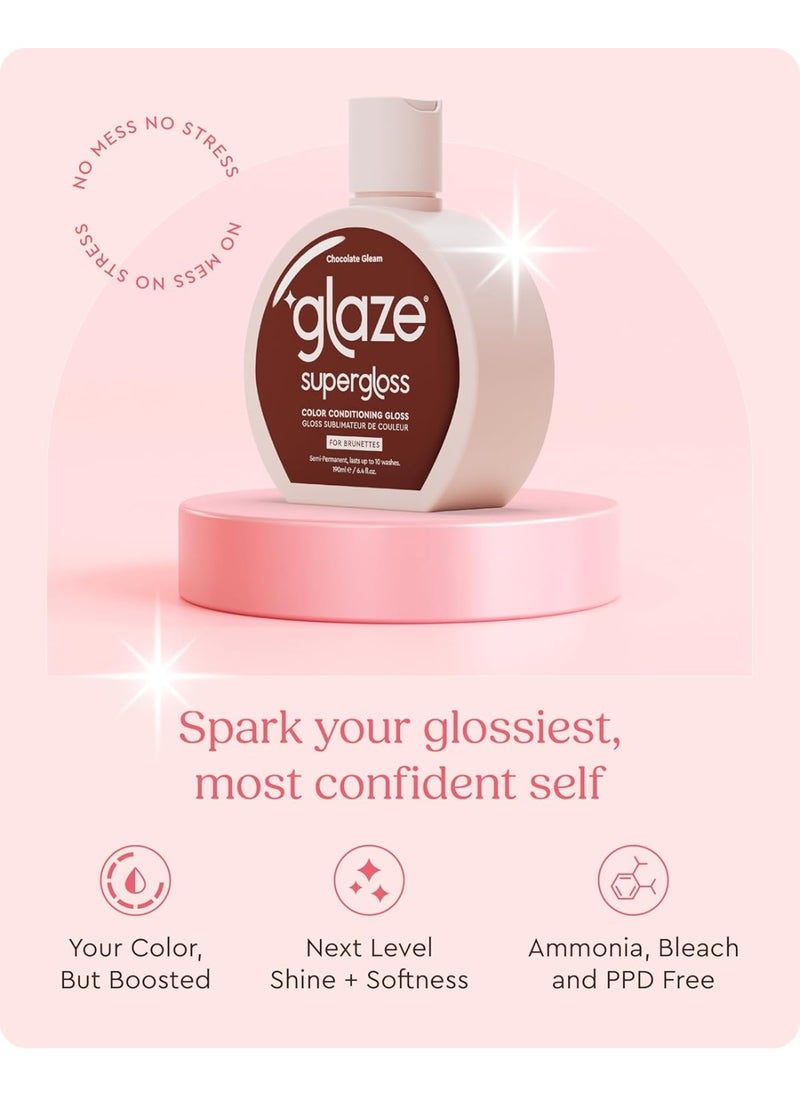 Super Gloss Colour Conditioning Gloss Chocolate Gleam for Natural Medium to Dark Brown Hair Rinse Out Semi Permanent Hair Gloss that Enhances Colour and Boosts Shine and Hydration