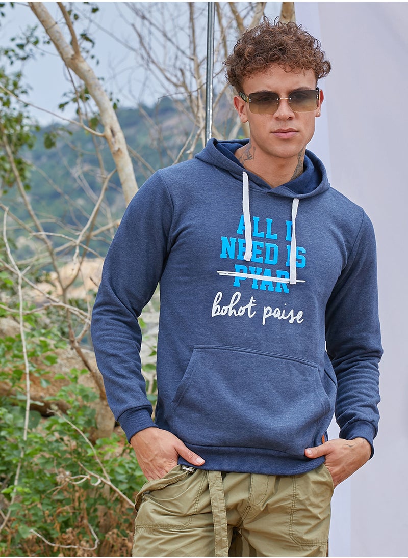 Men's Blue All I Need Hoodie With Kangaroo Pocket